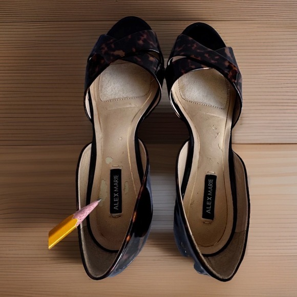 Alex‎ Marie Tortoise Criss Cross D'Orsay Heels Pumps Dressy Party Evening Sz 7.5 - Picture 7 of 7